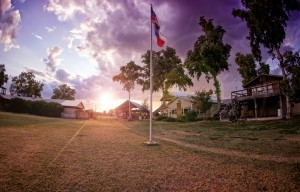 Flag and house